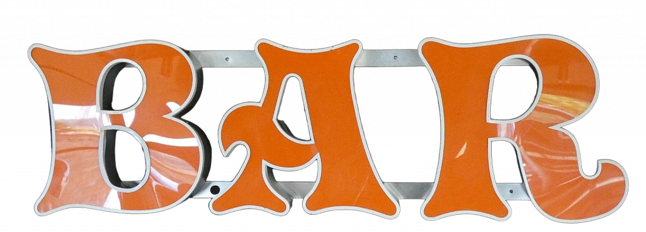 Insegna luminosa in alluminio e vetro acrilico, anni '60 19