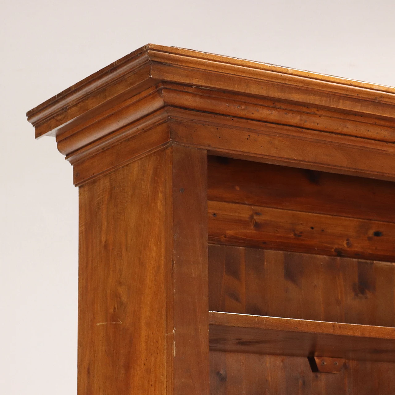 Two-part walnut bookcase with pair of doors, drawers and shelves 3