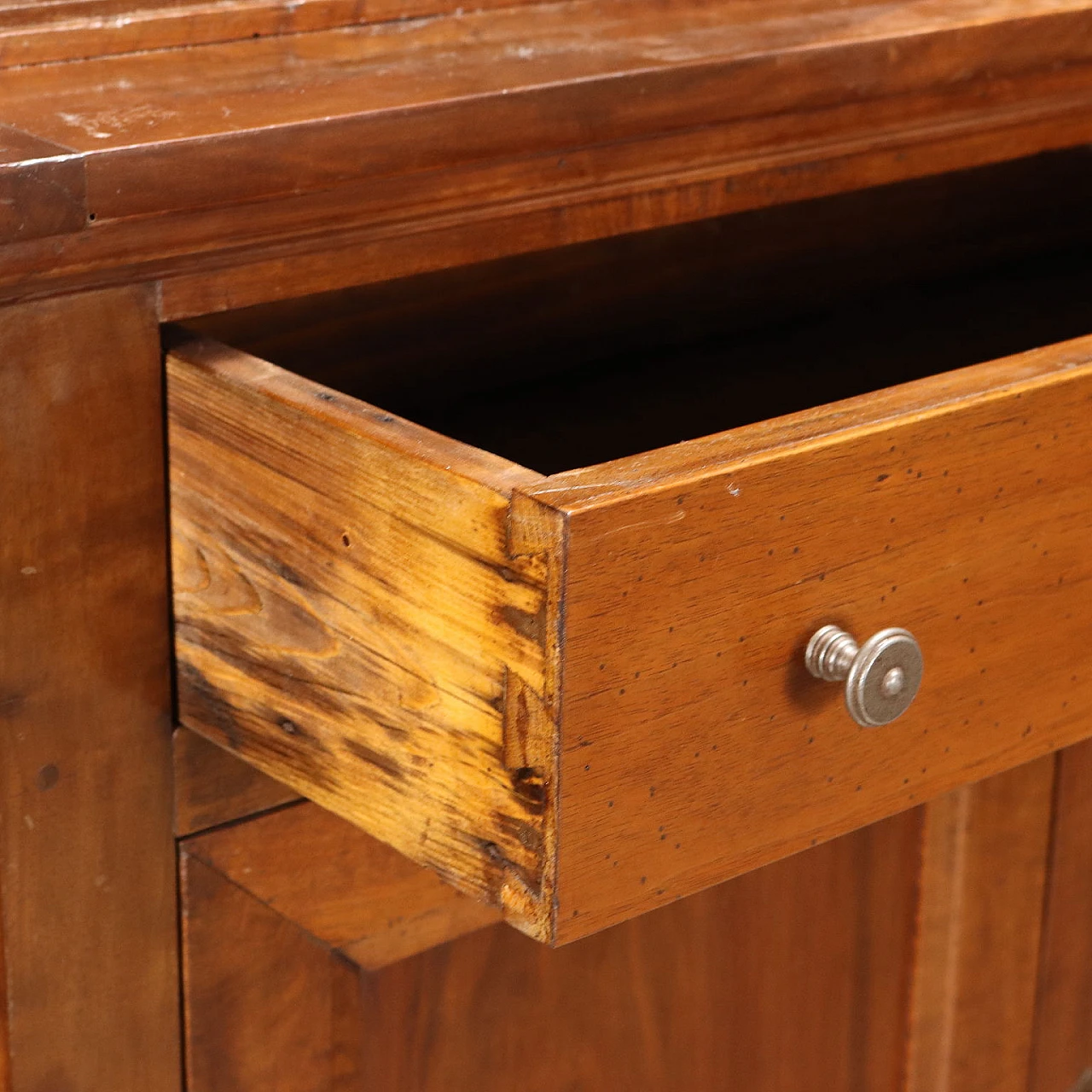 Two-part walnut bookcase with pair of doors, drawers and shelves 7