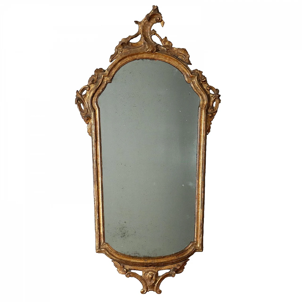 Specchio Rococò in legno dorato e intagliato, metà '700 1