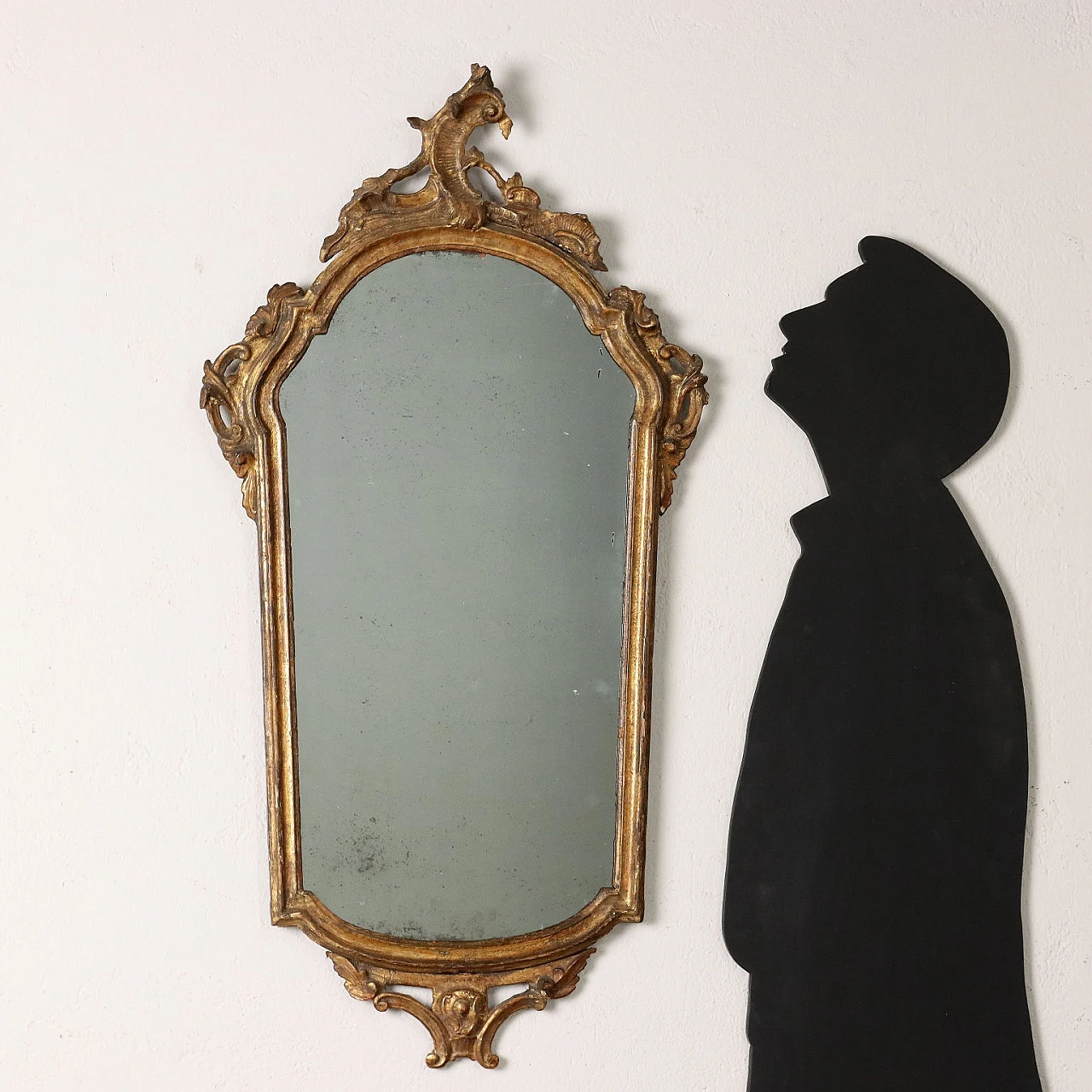 Specchio Rococò in legno dorato e intagliato, metà '700 2