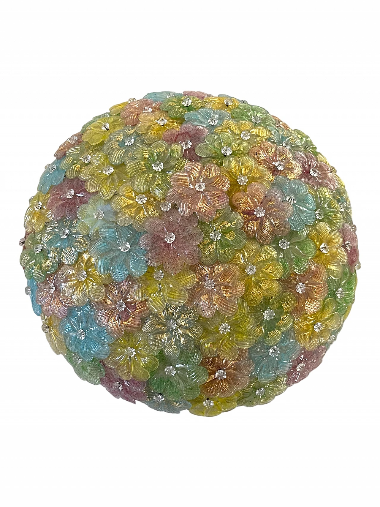 Plafoniera con fiori in vetro di Murano attribuita a Seguso, anni '60 1
