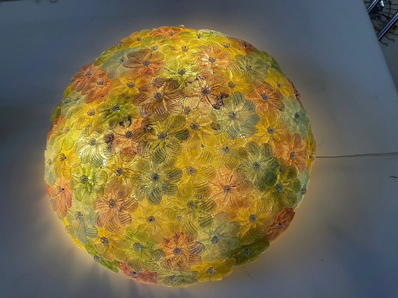 Plafoniera con fiori in vetro di Murano attribuita a Seguso, anni '60 2