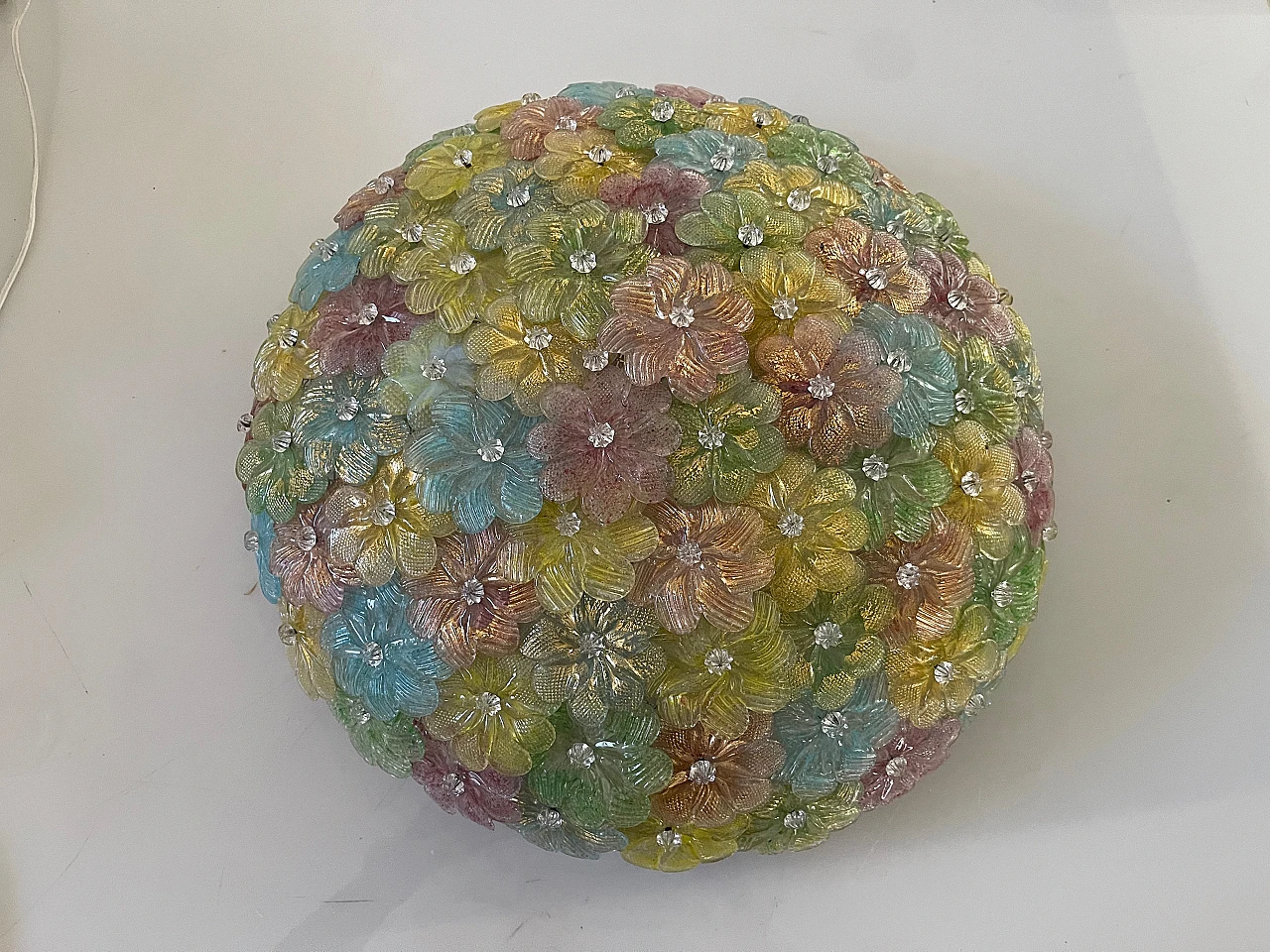 Plafoniera con fiori in vetro di Murano attribuita a Seguso, anni '60 7