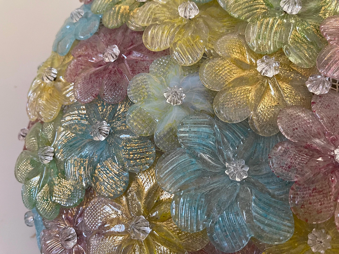 Plafoniera con fiori in vetro di Murano attribuita a Seguso, anni '60 8