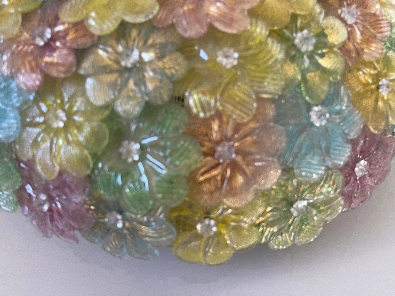 Plafoniera con fiori in vetro di Murano attribuita a Seguso, anni '60 9