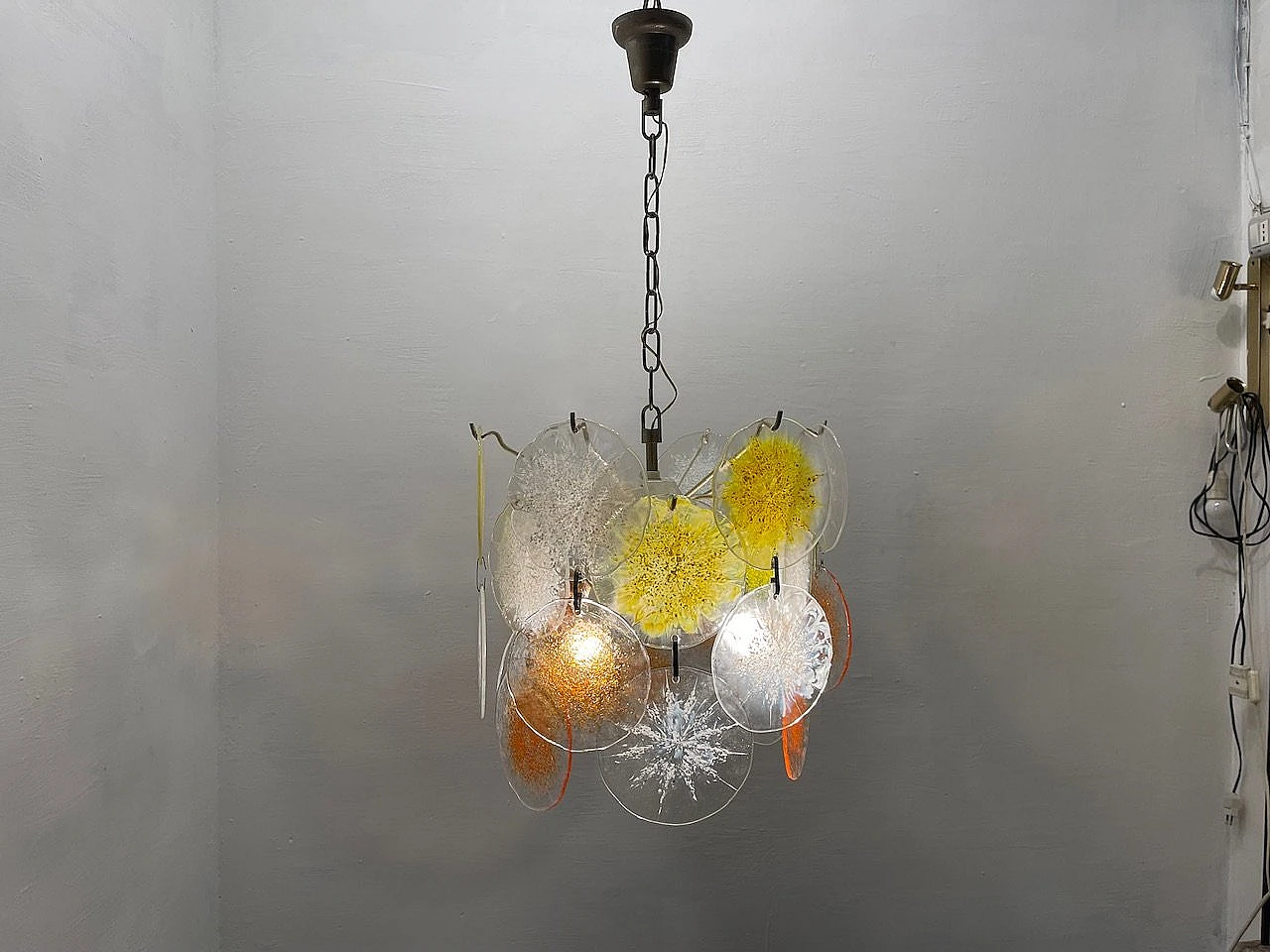 Murano glass Fiocchi di Neve chandelier by Vistosi, 1960s 2