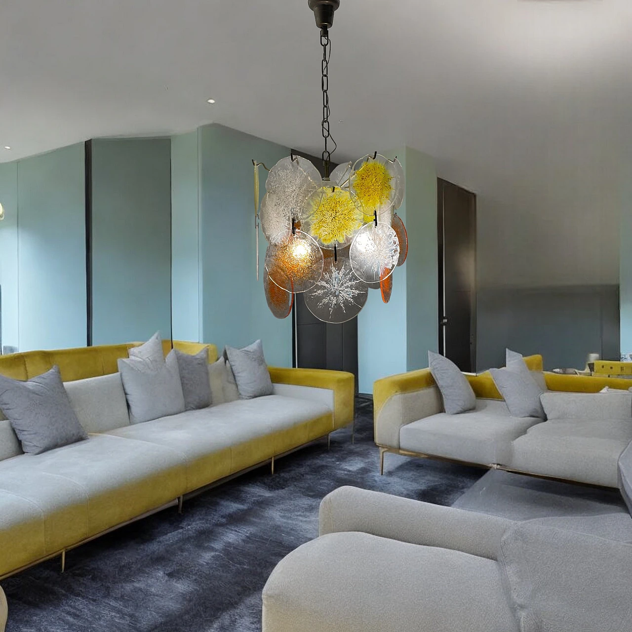 Murano glass Fiocchi di Neve chandelier by Vistosi, 1960s 4