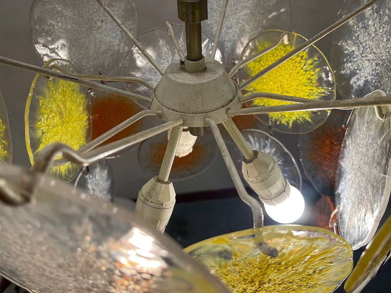 Murano glass Fiocchi di Neve chandelier by Vistosi, 1960s 10