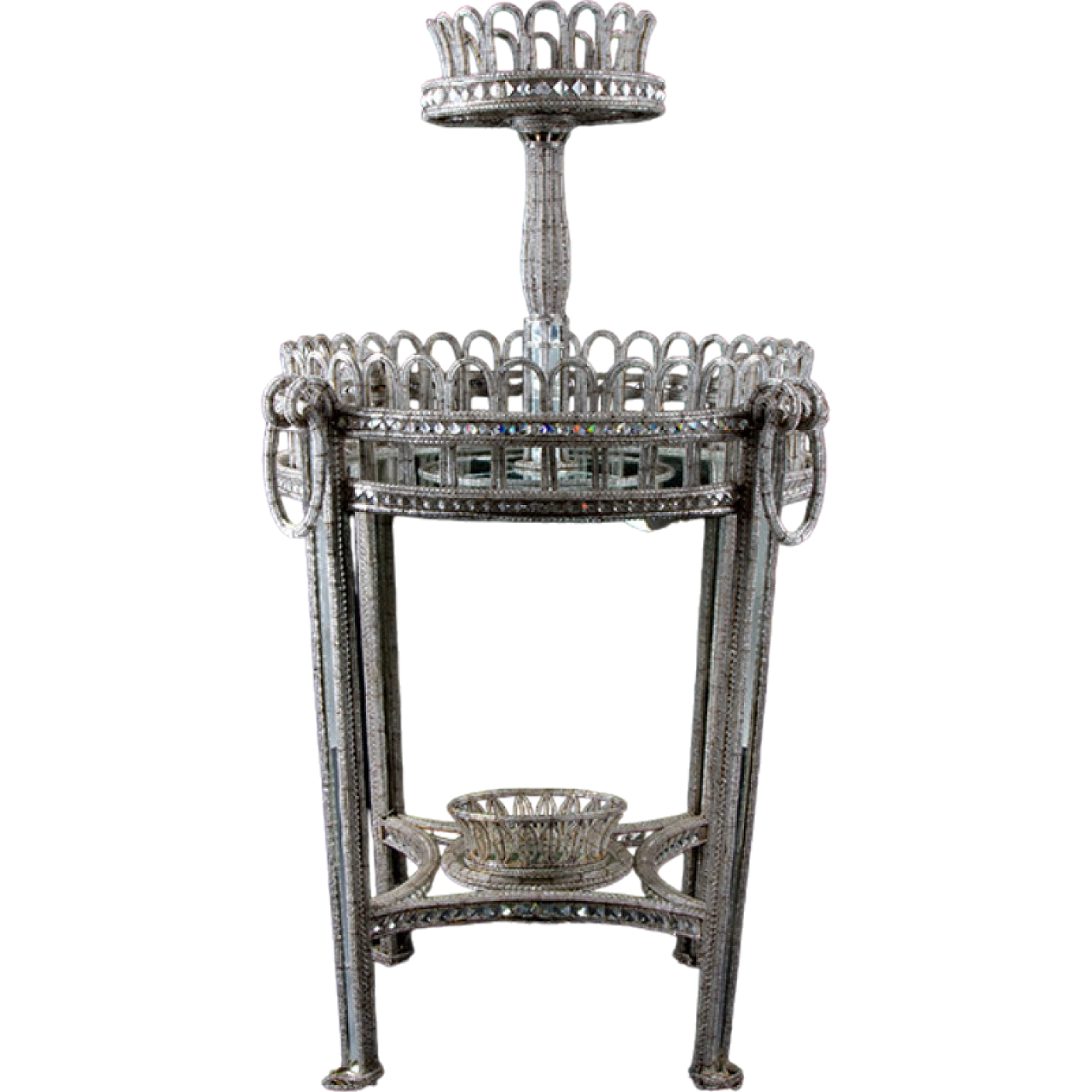 Lampada a fioriera a perline di vetro e specchi, anni '40 9