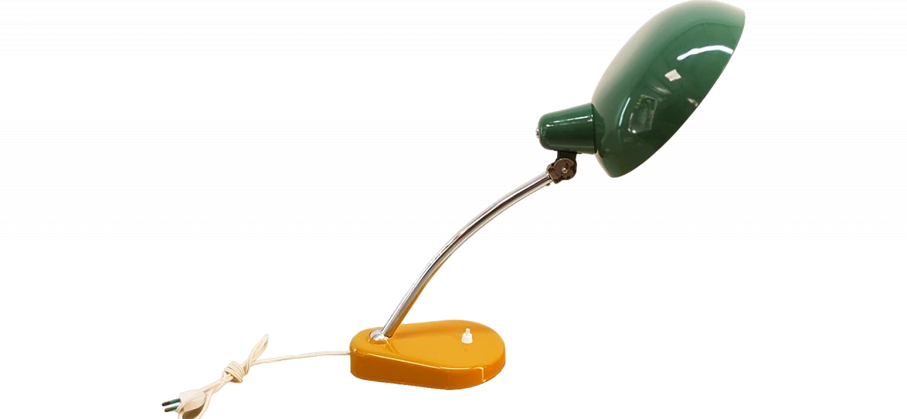 Lampada da scrivania in metallo giallo e verde laccato, anni '60 29