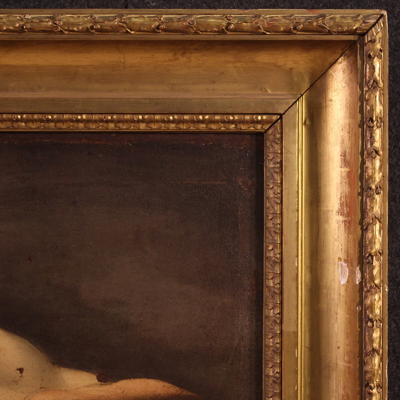 Cristo adorato da angeli e santo, dipinto a olio su tela, '600 6