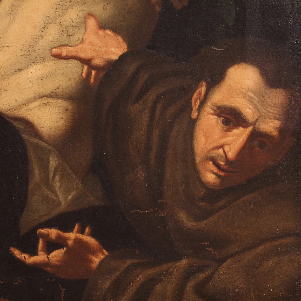 Cristo adorato da angeli e santo, dipinto a olio su tela, '600 10