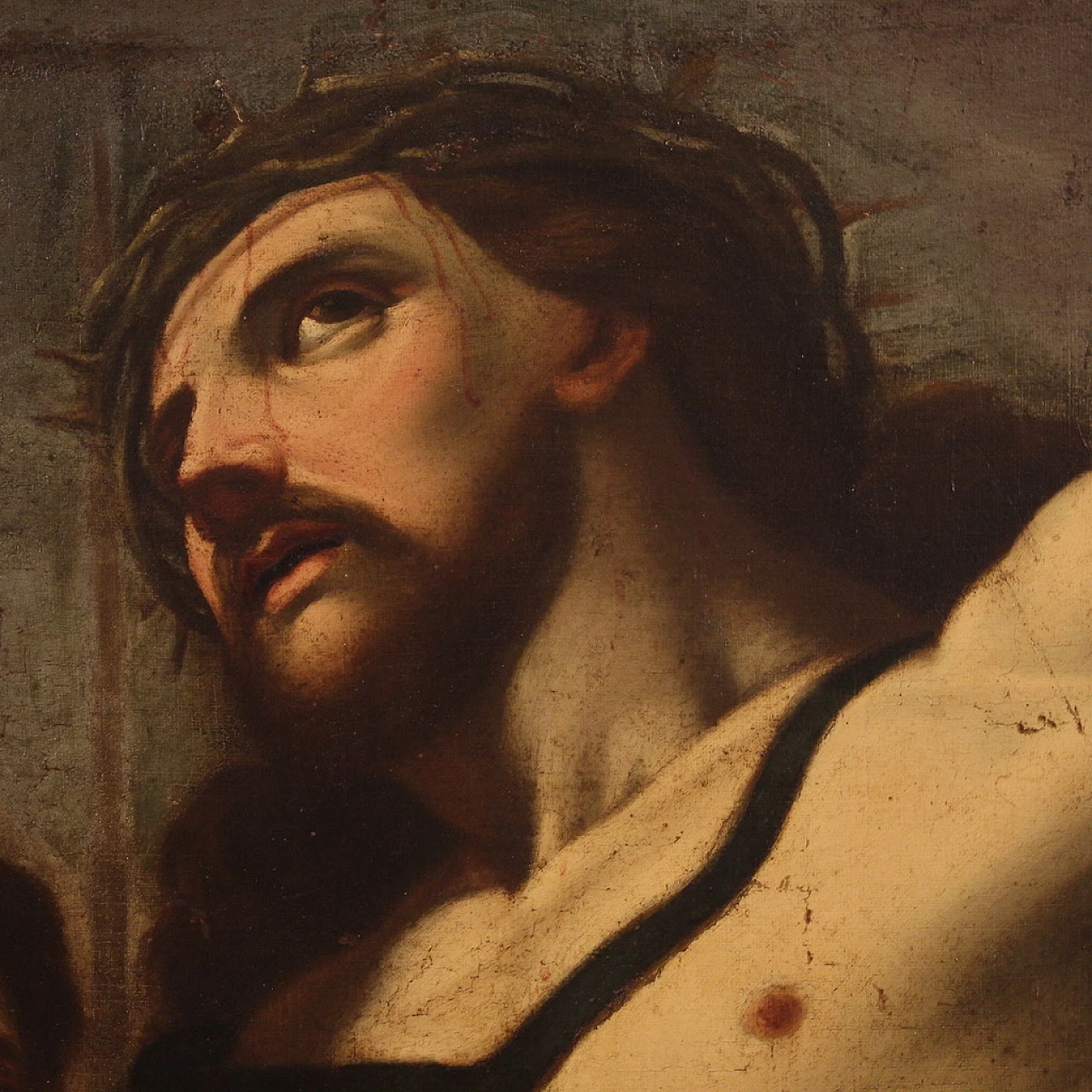 Cristo adorato da angeli e santo, dipinto a olio su tela, '600 13