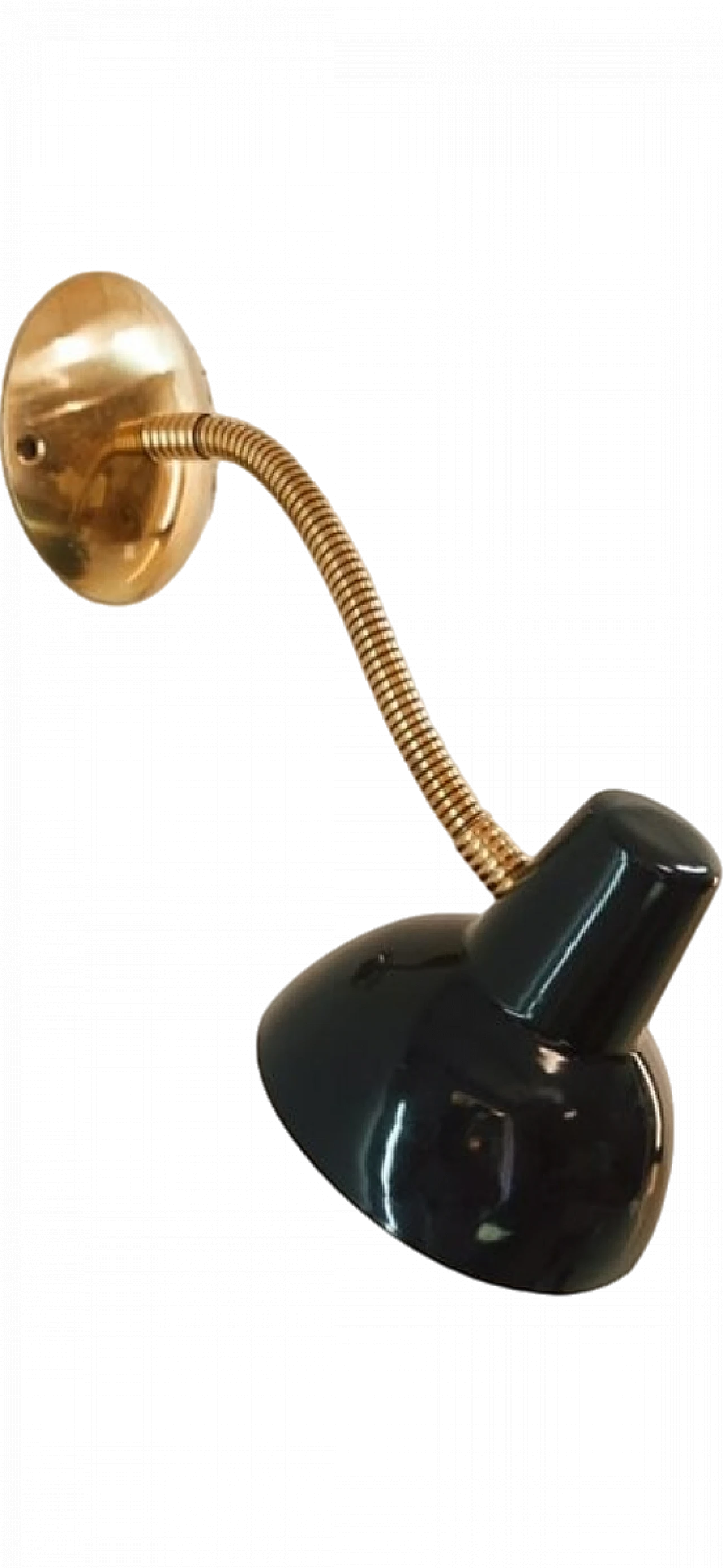 Applique flessibile in ottone e alluminio laccato nero, anni '60 12