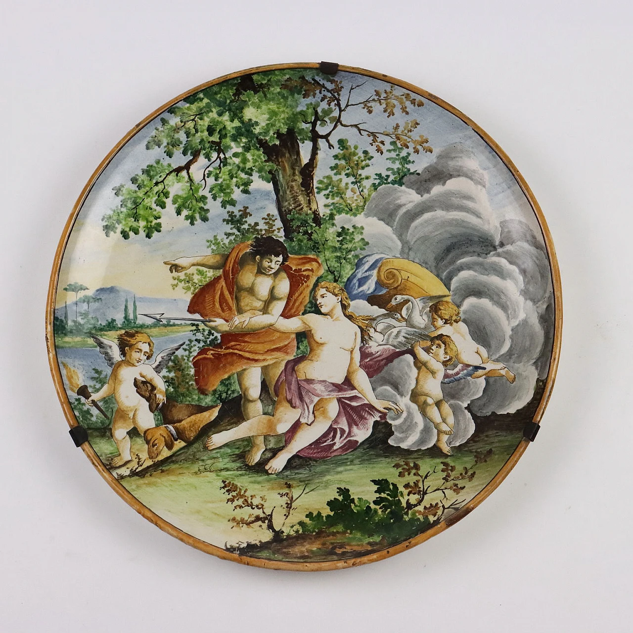 Majolica plate with Diana and Endymion by M. Castelli, 19th century 1