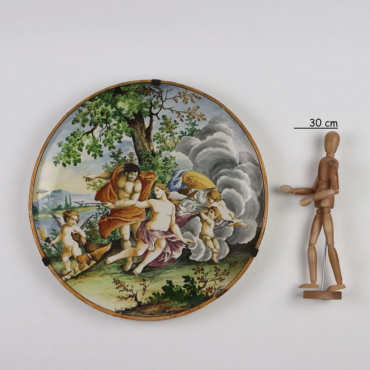 Majolica plate with Diana and Endymion by M. Castelli, 19th century 2