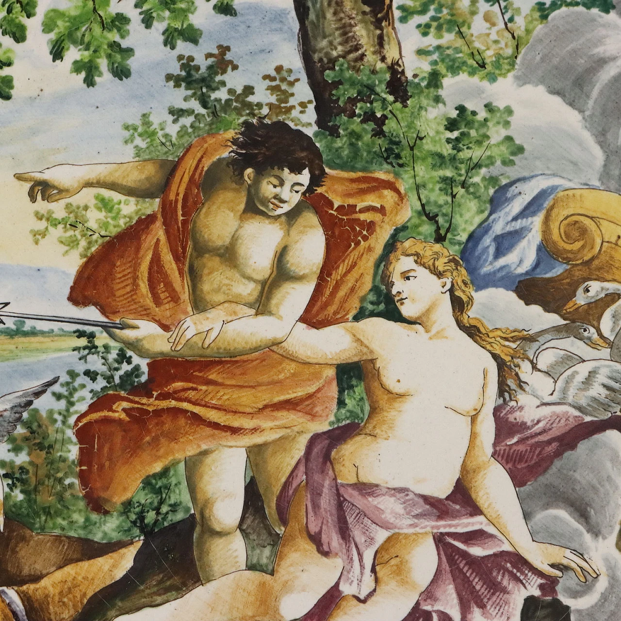 Majolica plate with Diana and Endymion by M. Castelli, 19th century 3