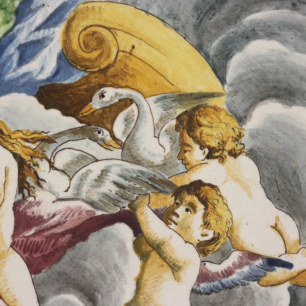 Majolica plate with Diana and Endymion by M. Castelli, 19th century 4