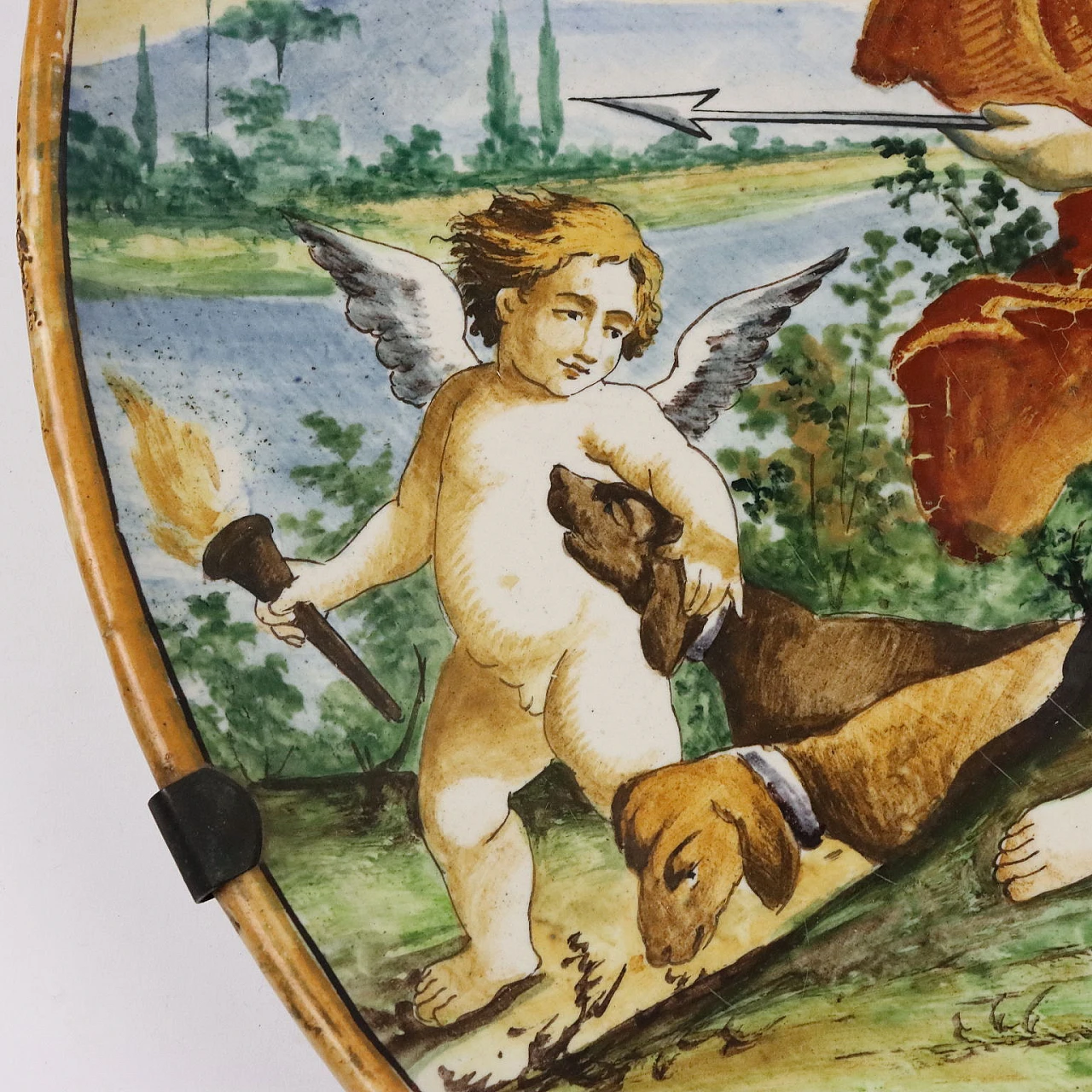 Majolica plate with Diana and Endymion by M. Castelli, 19th century 5