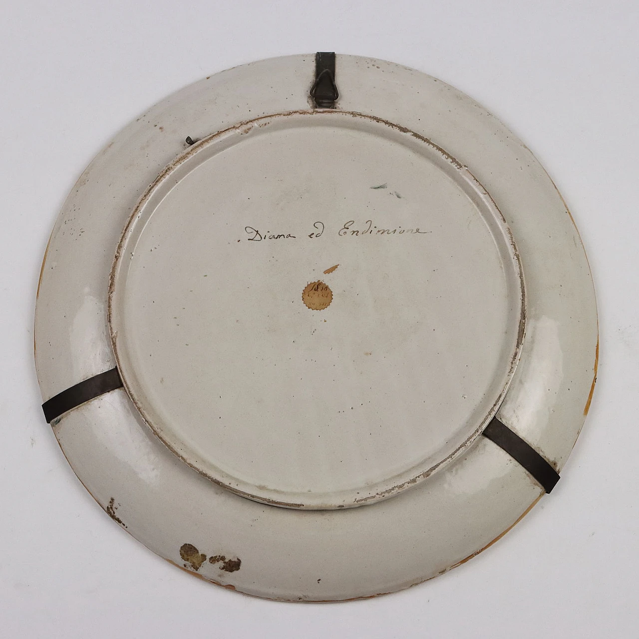 Majolica plate with Diana and Endymion by M. Castelli, 19th century 7