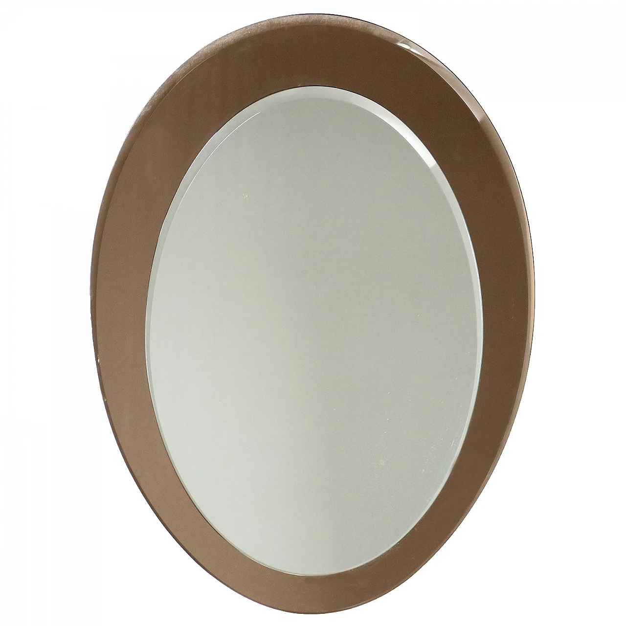 Specchio da parete a goccia in vetro specchiato e vetro fumé, anni '60 1