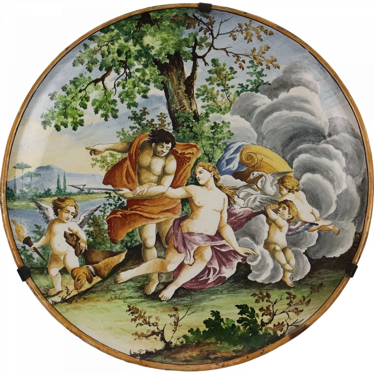 Majolica plate with Diana and Endymion by M. Castelli, 19th century 9