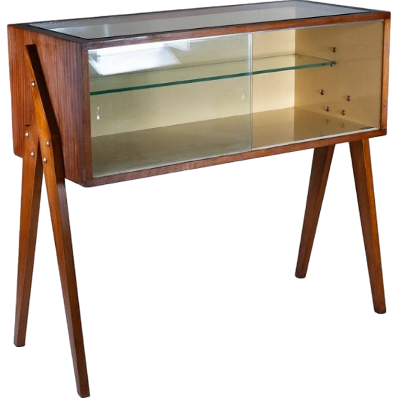 Credenza con vetrina in legno e vetro di R. Scaltritti, anni '50 10