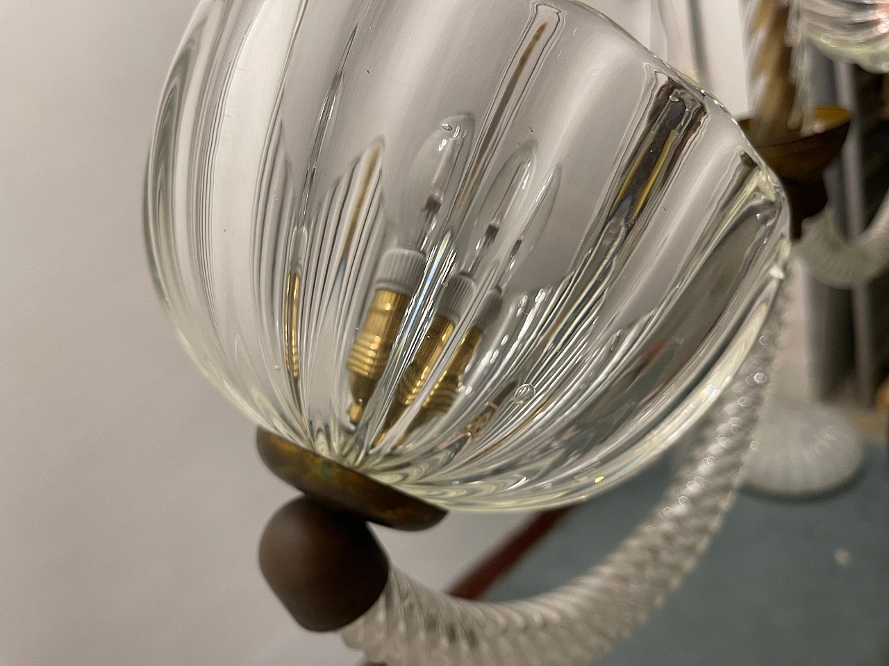 Art Déco Murano glass & bronze ceiling lamp by E. Barovier, 1940s 9