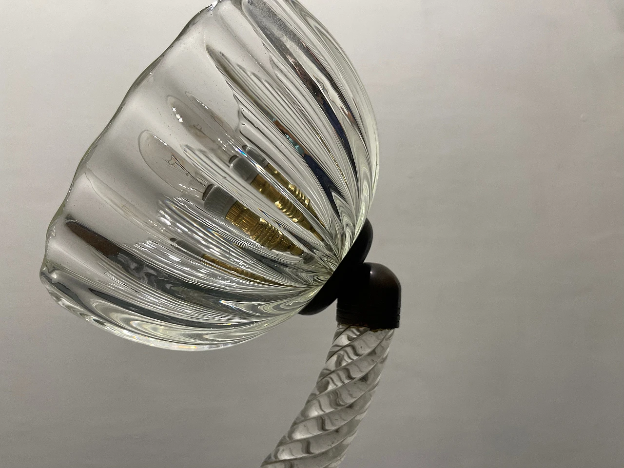 Art Déco Murano glass & bronze ceiling lamp by E. Barovier, 1940s 10