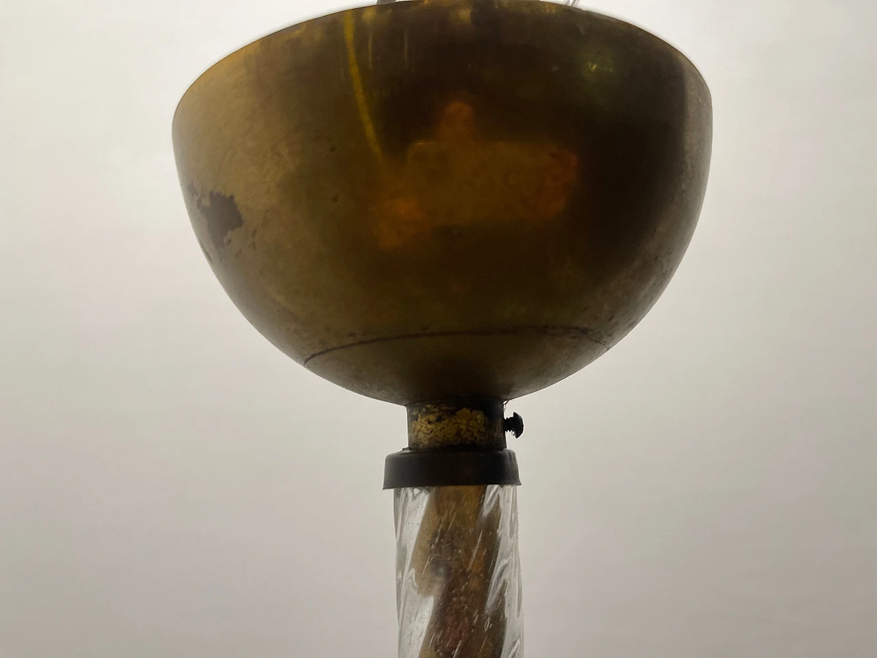 Art Déco Murano glass & bronze ceiling lamp by E. Barovier, 1940s 15