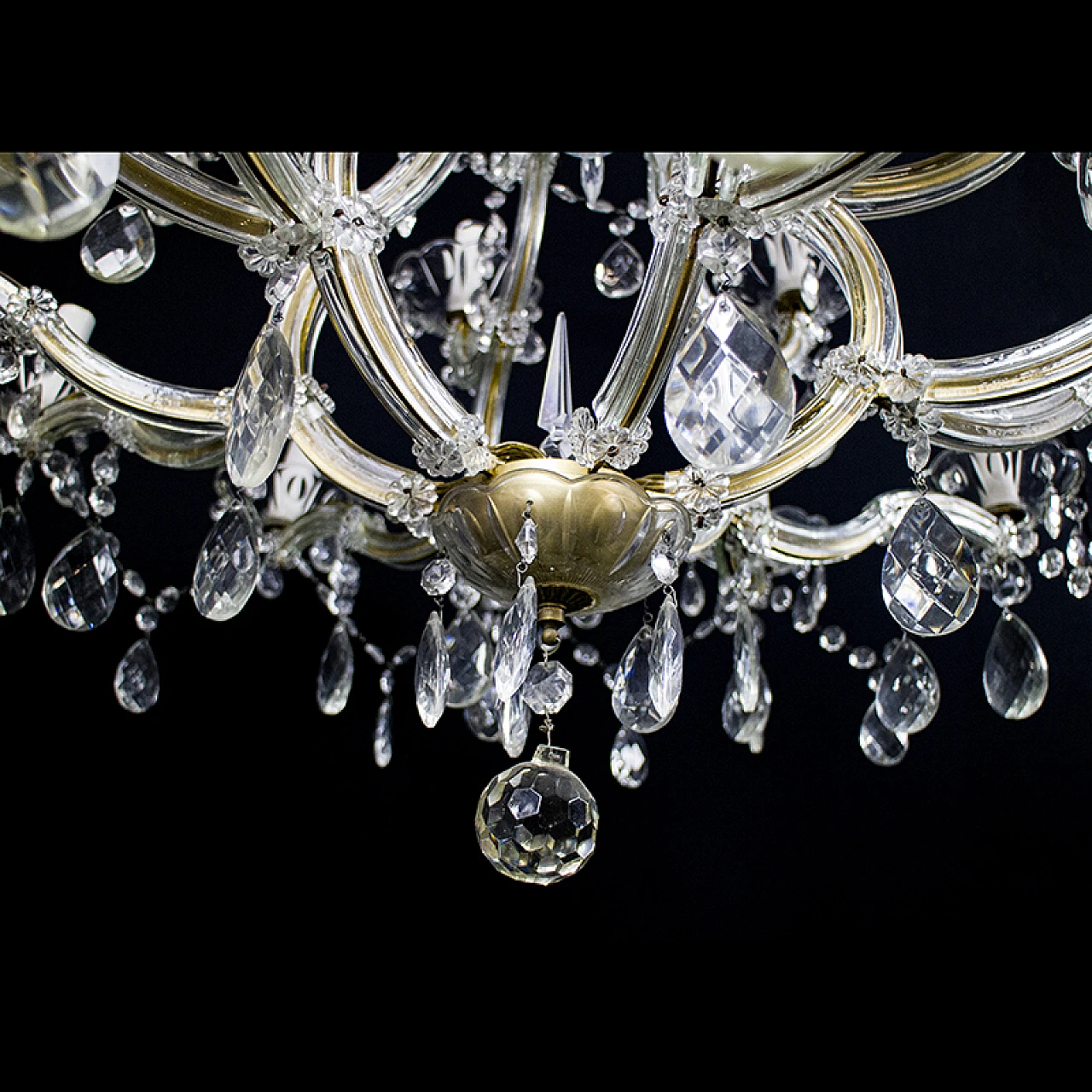 Lampadario stile Maria Teresa in cristallo di Boemia, anni '40 4