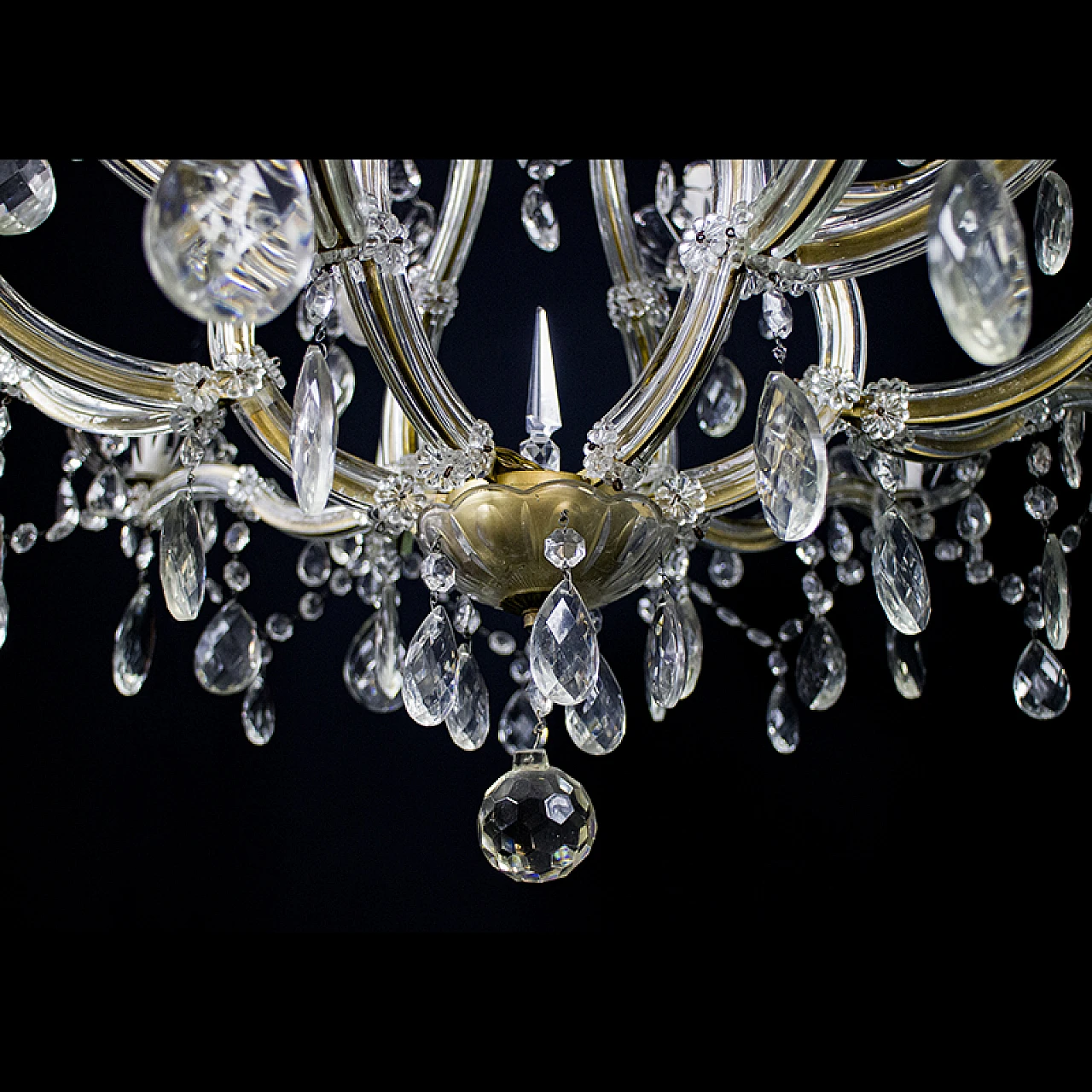 Lampadario stile Maria Teresa in cristallo di Boemia, anni '40 7