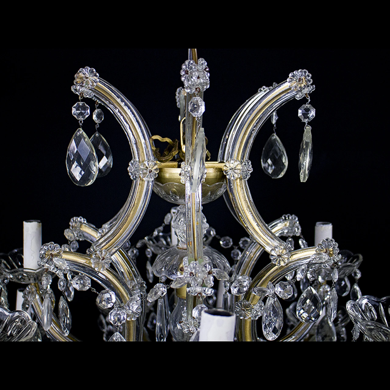 Lampadario stile Maria Teresa in cristallo di Boemia, anni '40 8