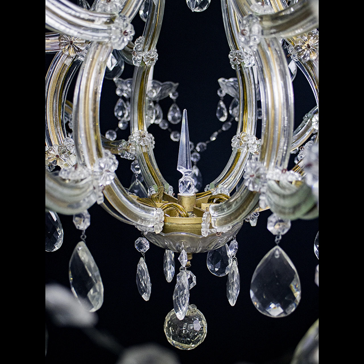 Lampadario stile Maria Teresa in cristallo di Boemia, anni '40 10