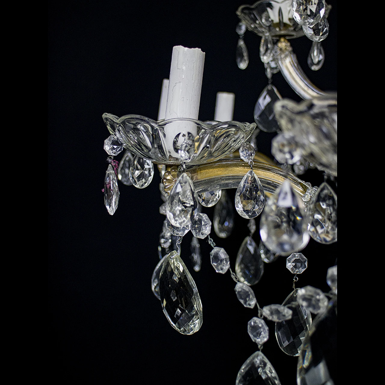 Lampadario stile Maria Teresa in cristallo di Boemia, anni '40 11