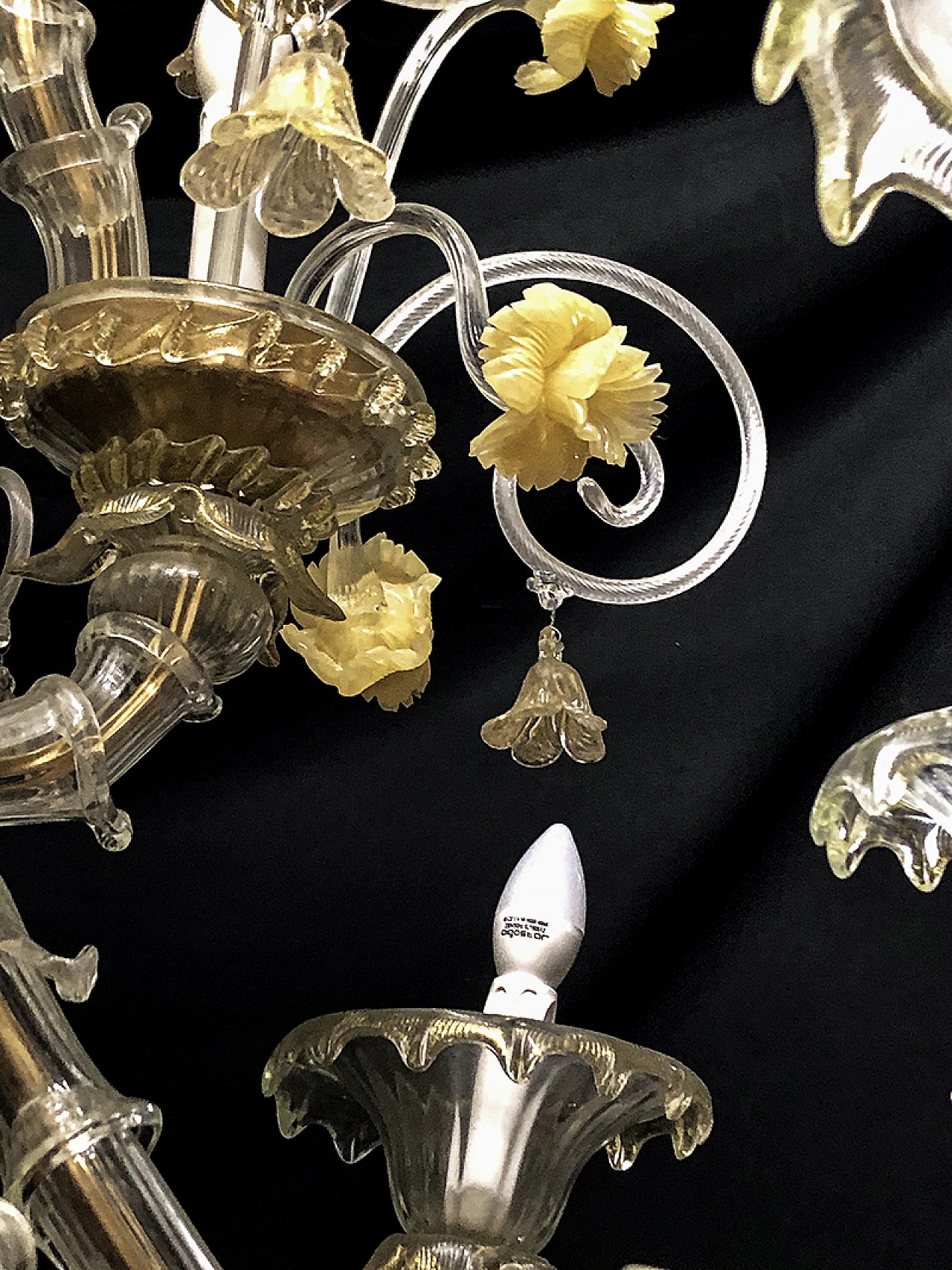 Lampadario a sedici luci in vetro di Murano, anni '50 2