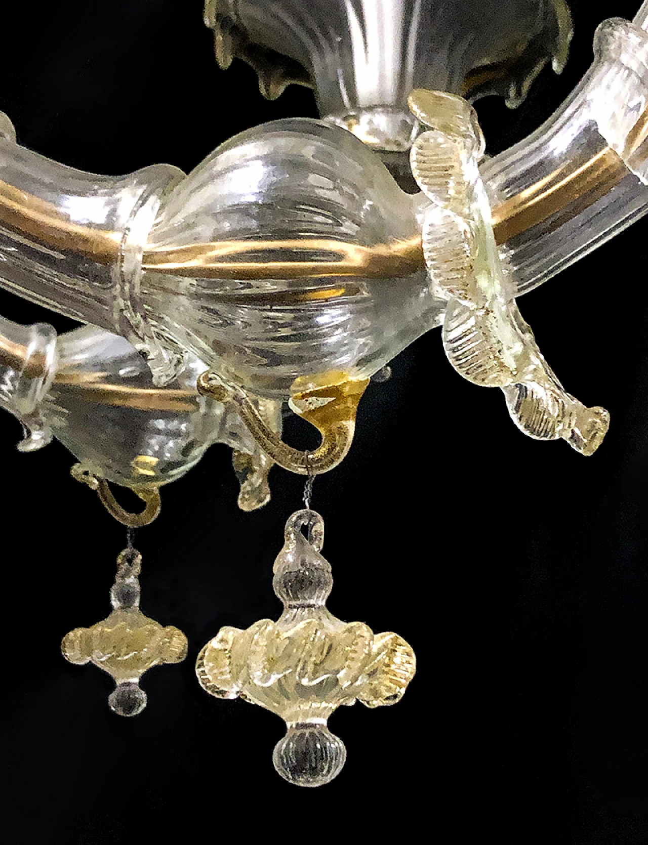 Lampadario a sedici luci in vetro di Murano, anni '50 7