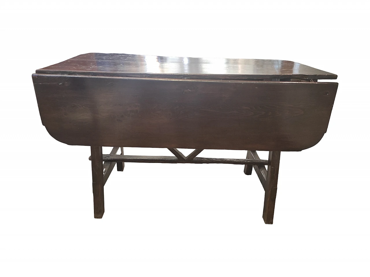 Tavolo in legno di noce allungabile con cassetti, '800 4