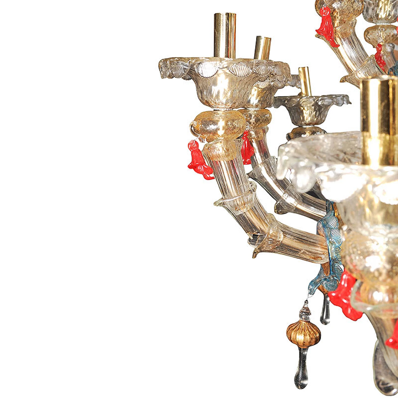 Rezzonico style chandelier in multicolored glass, 1930s 3