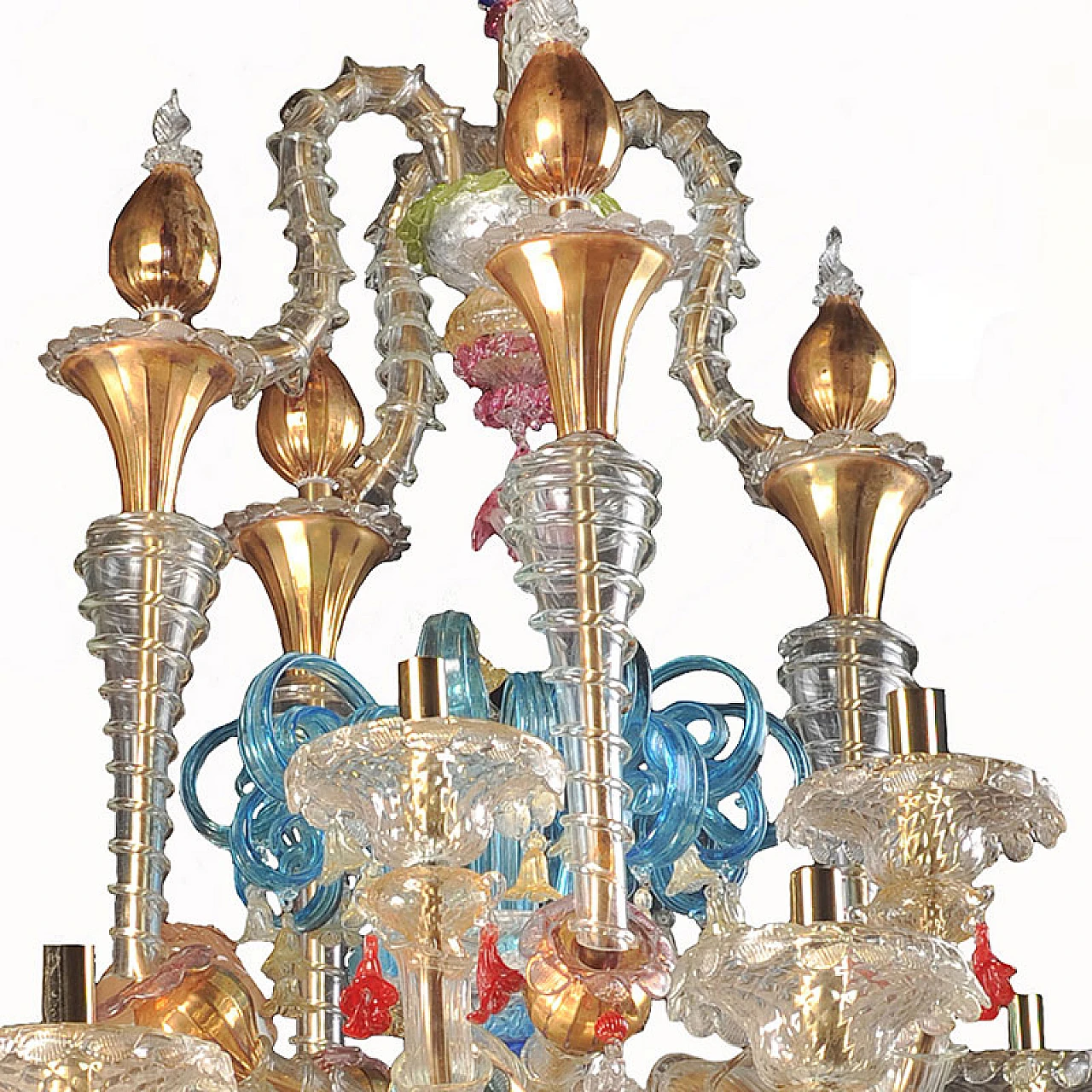 Rezzonico style chandelier in multicolored glass, 1930s 4
