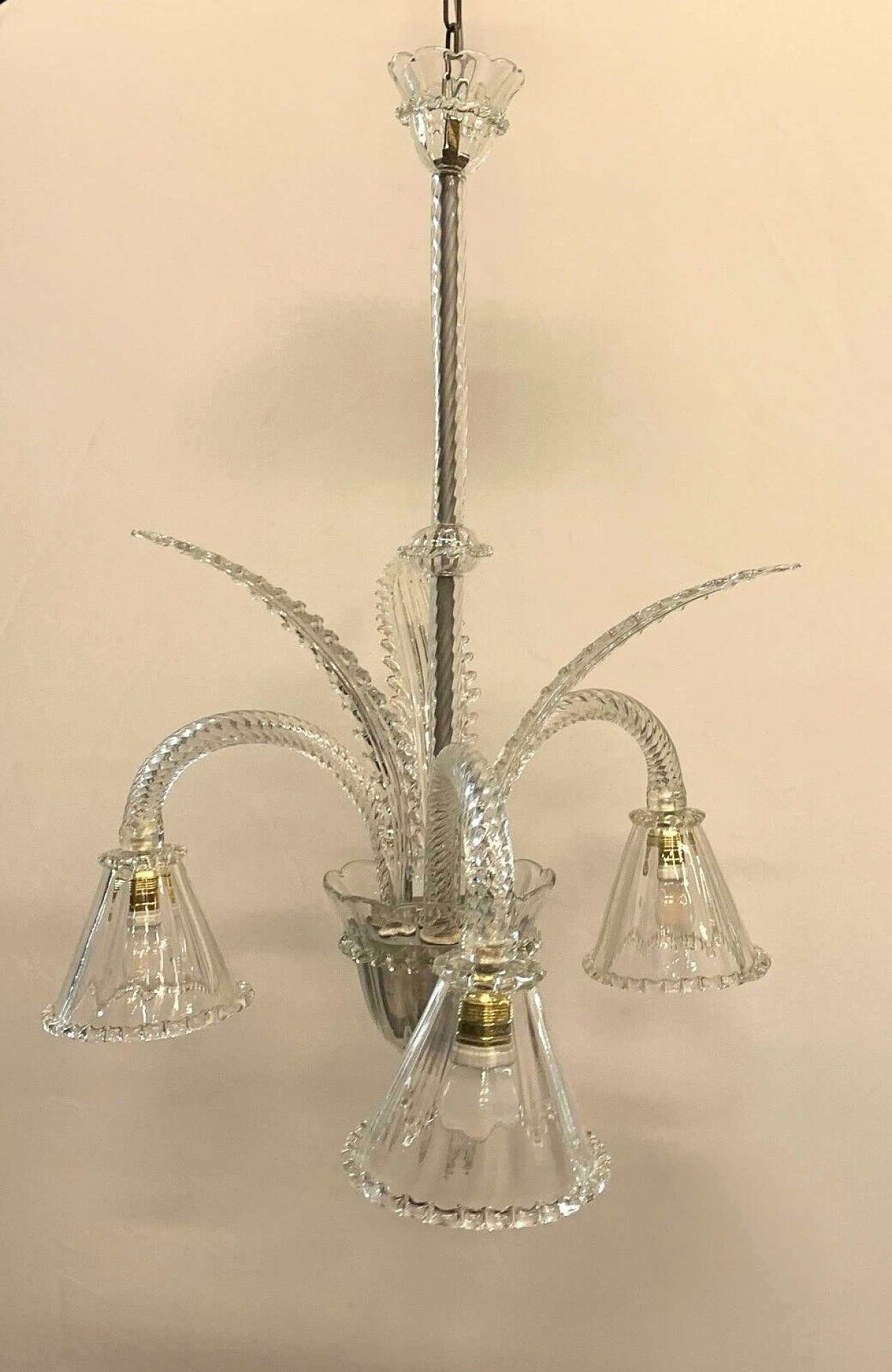 Lampadario in vetro di Murano attribuito a Seguso, anni '50 1