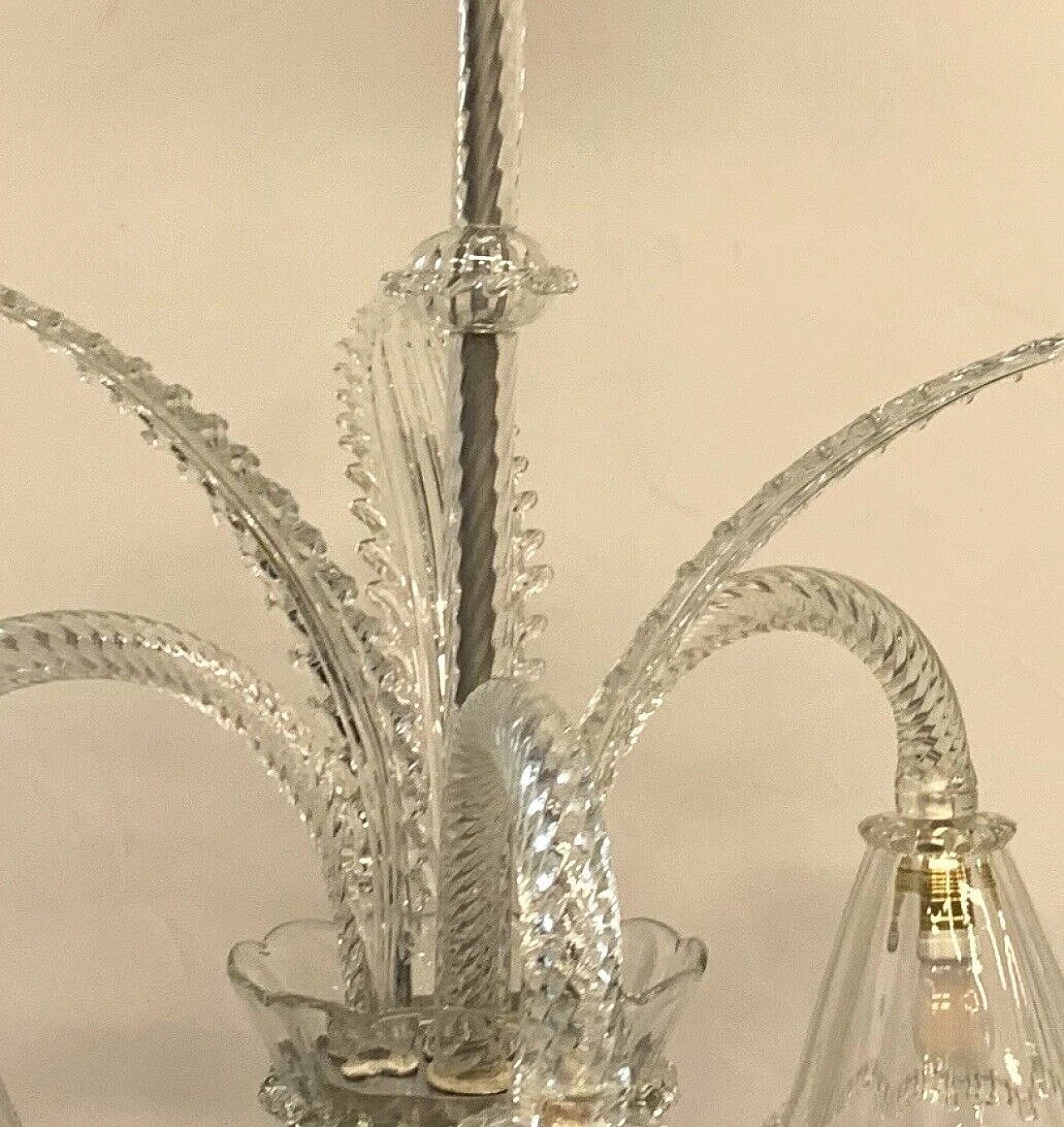 Lampadario in vetro di Murano attribuito a Seguso, anni '50 3