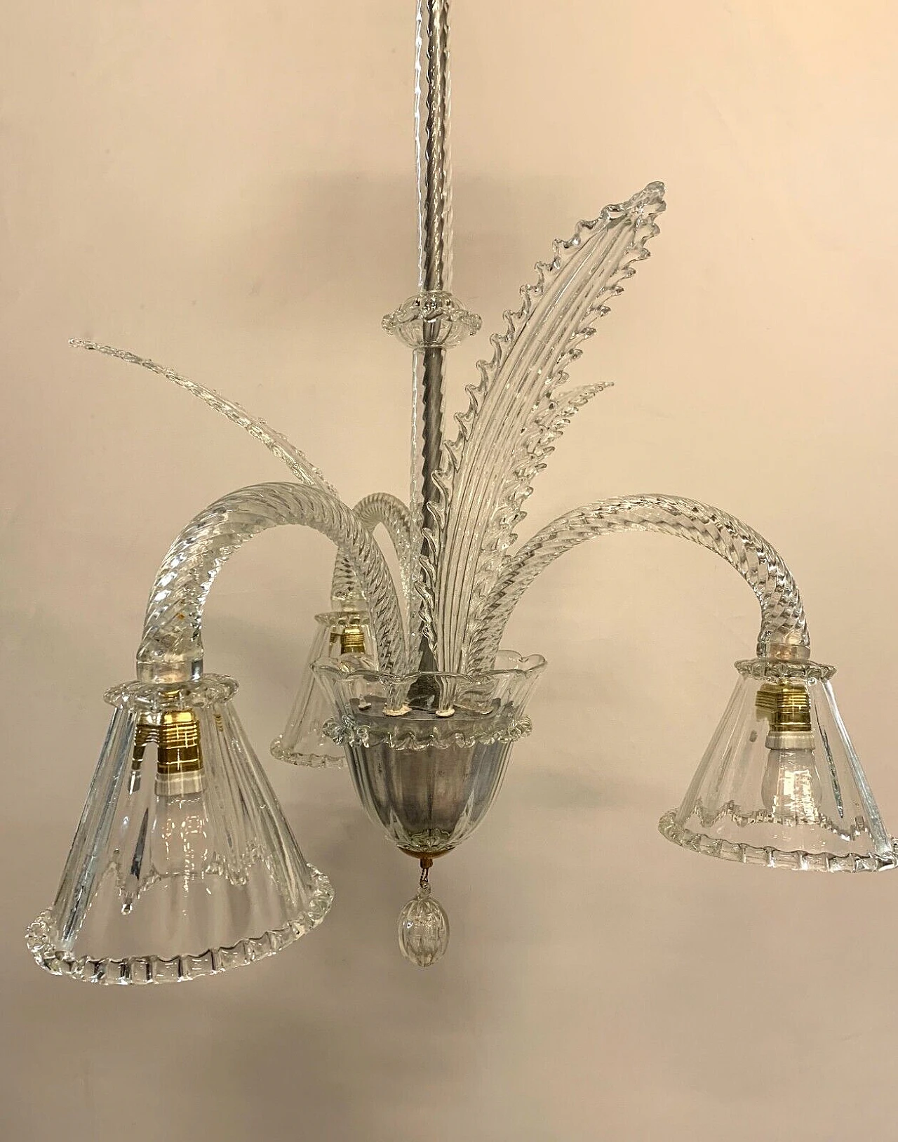 Lampadario in vetro di Murano attribuito a Seguso, anni '50 5