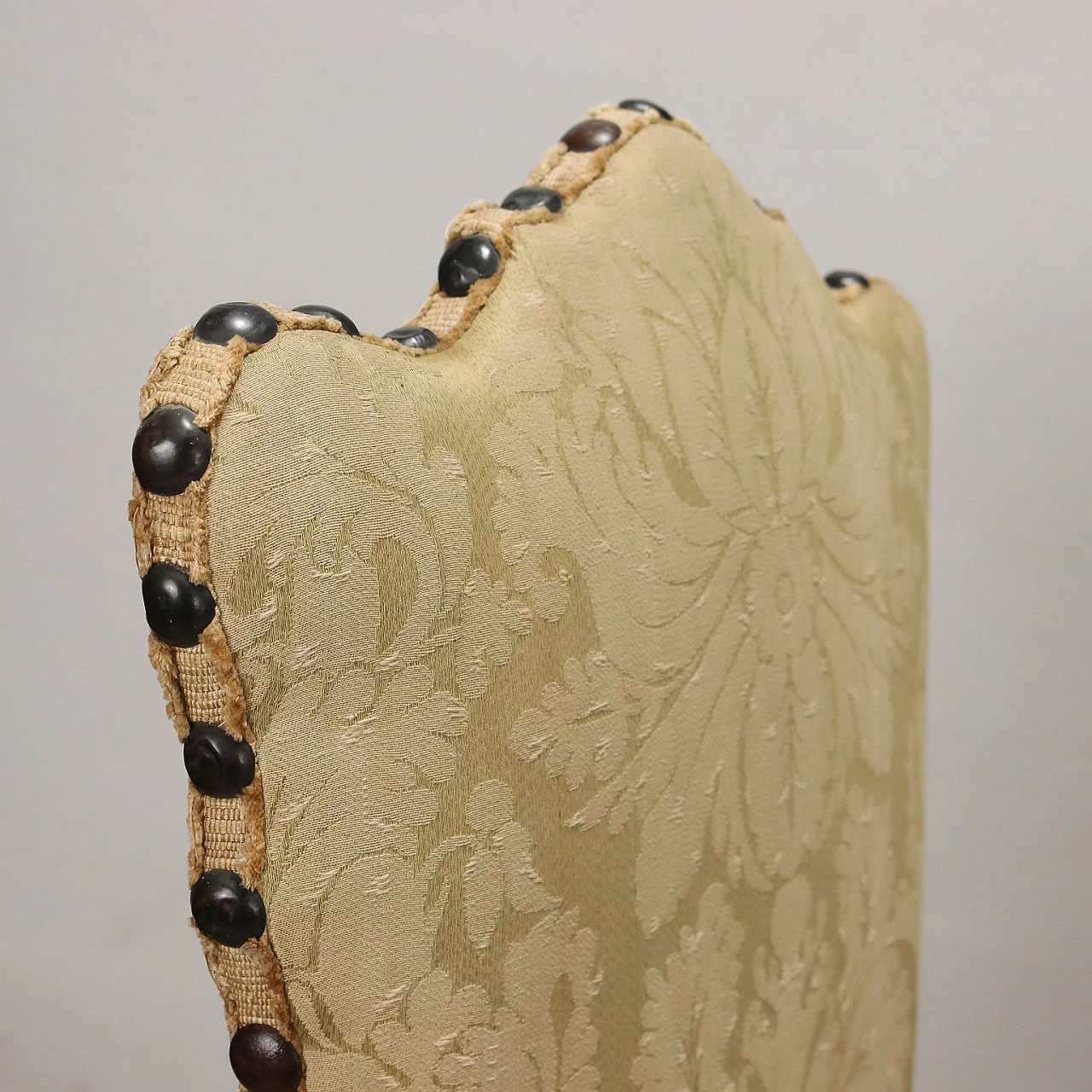 4 Wooden chairs with bobbin legs and brocade fabric, 19th century 5