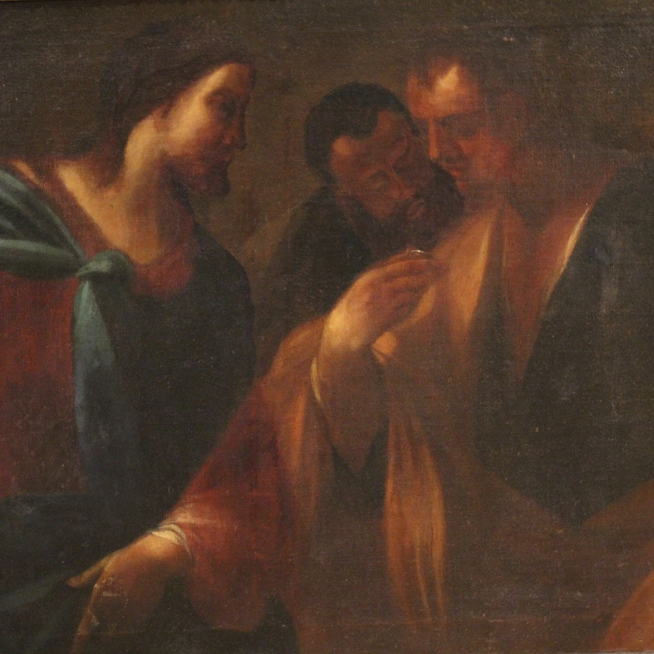 Tributo della moneta, dipinto a olio su tela, seconda metà del '600 4