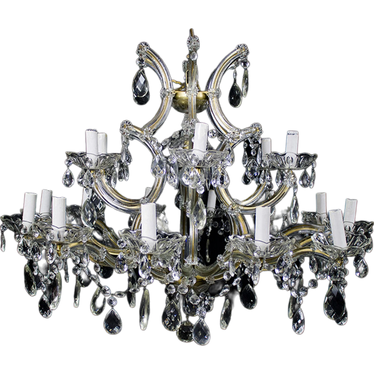 Lampadario stile Maria Teresa in cristallo di Boemia, anni '40 14