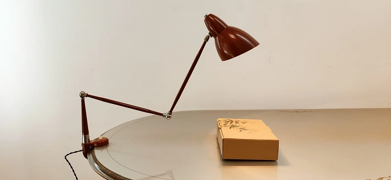 Lampada da tavolo con morsetto e accensione alla base, anni '50 11