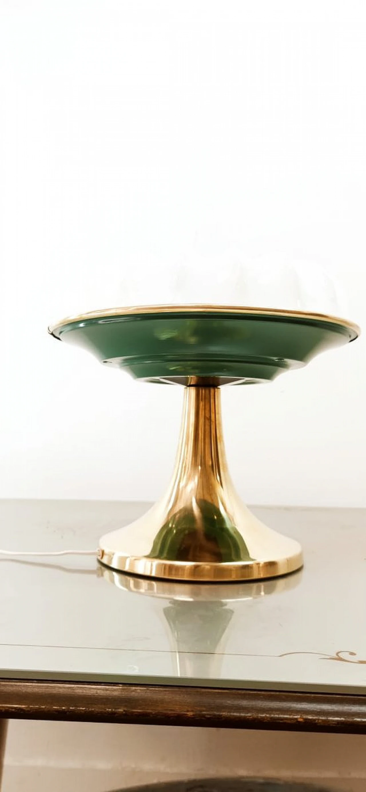 Lampada da tavolo in alluminio, ottone e plastica, anni '50 8