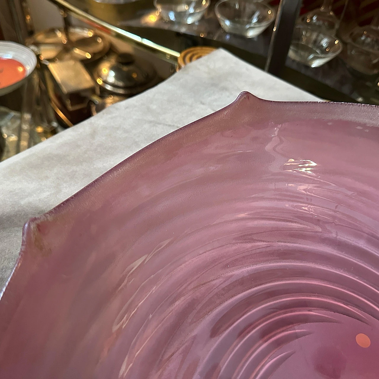 Ciotola in vetro di Murano Scavo viola di Cenedese, anni '70 14